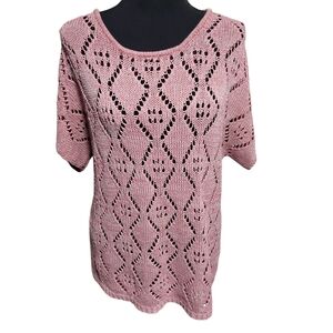 Leo & Nicole Crochet Sweater Pink sz L